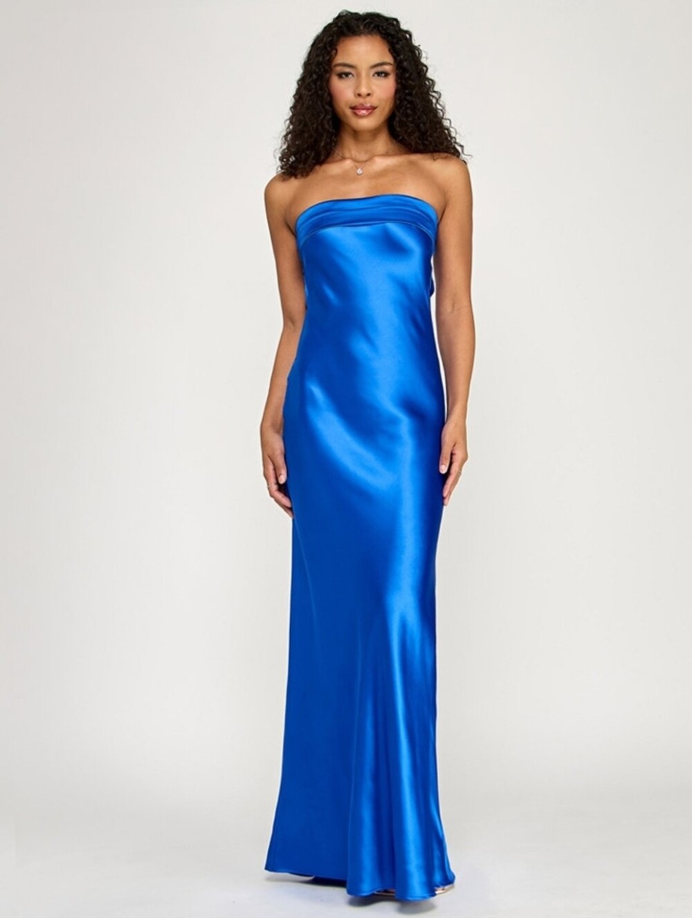 Emerald SundaeJuniors' Strapless Drape-Back Satin Gown Size S